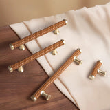 Brass & Leather Cabinet Pulls - Modern Closet/Cabinet Handles