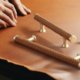 Brass & Leather Cabinet Pulls - Modern Closet/Cabinet Handles