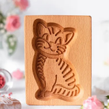 Wooden Cookie Mold - Cat