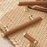 Brass & Leather Cabinet Pulls - Modern Closet/Cabinet Handles