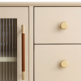 Brass & Leather Cabinet Pulls - Modern Wardrobe Handles