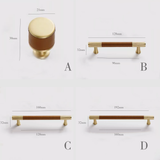 Brass & Leather Cabinet Pulls - Modern Wardrobe Handles