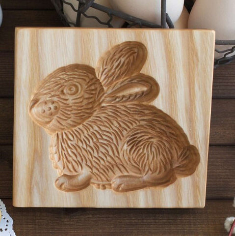 Wooden Cookie Mold -  Fluffy Rabbit