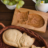 Wooden Cookie Mold -  Fluffy Cat