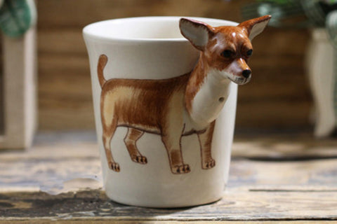 Chihuahua Dog 8 Ounce Ceramic Stoneware Hand-Painted Animal 3-Dimensional Coffee Mug - PonderMall-Hot Sale, Wholesale, On Sale, all presented by PonderMall