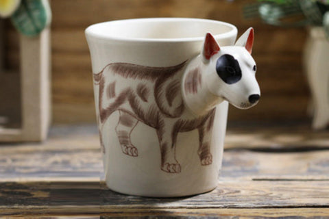 Bull Terrier Dog 8 Ounce Ceramic Stoneware Hand-Painted Animal 3-Dimensional Coffee Mug - PonderMall-Hot Sale, Wholesale, On Sale, all presented by PonderMall