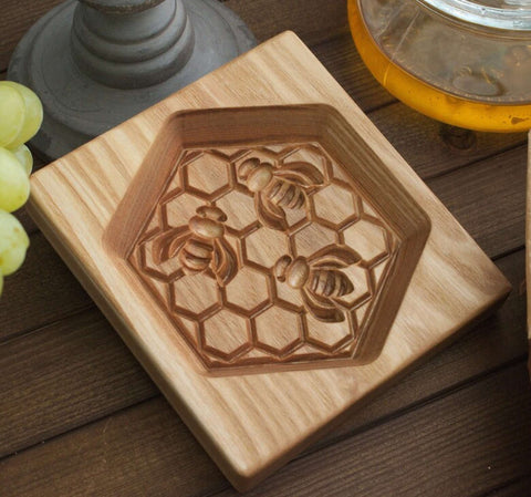Wooden Cookie Mold -  Honeycomb