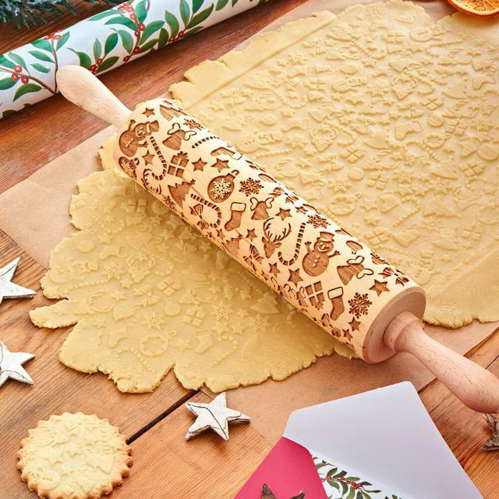 3D Christmas Wooden Embossed Rolling Pin – Goodlifebean