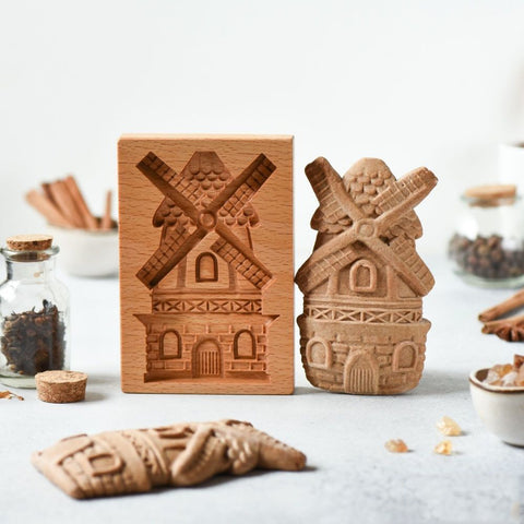 Wooden Cookie Mold - Windmill