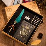 Steampunk Quill Pen and Notebook Set, in Gift Box - PonderMall-Hot Sale, Wholesale, On Sale, all presented by PonderMall