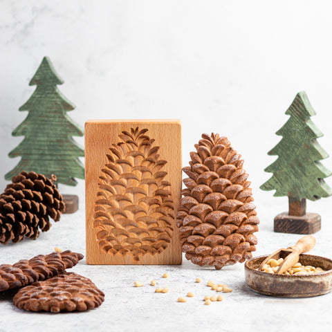 Wooden Cookie Mold -  Pine Cone