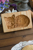 Wooden Cookie Mold -  Fluffy Cat