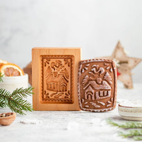 Wooden Cookie Mold -  House