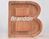 Personalized Piggy Bank, Laser Engraved - Oak