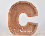 Personalized Piggy Bank, Laser Engraved - Oak
