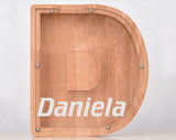 Personalized Piggy Bank, Laser Engraved - Oak