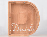 Personalized Piggy Bank, Laser Engraved - Oak