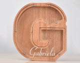 Personalized Piggy Bank, Laser Engraved - Oak