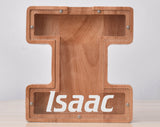 Personalized Piggy Bank, Laser Engraved - Oak