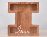 Personalized Piggy Bank, Laser Engraved - Oak