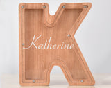 Personalized Piggy Bank, Laser Engraved - Oak