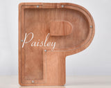 Personalized Piggy Bank, Laser Engraved - Oak