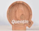 Personalized Piggy Bank, Laser Engraved - Oak