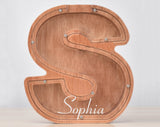 Personalized Piggy Bank, Laser Engraved - Oak