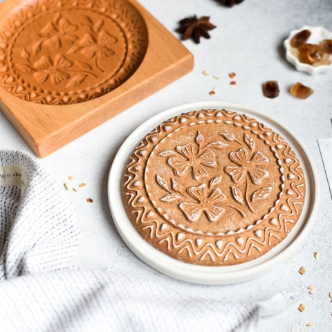 Wooden Cookie Mold -  Flowers Pattern