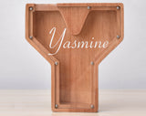 Personalized Piggy Bank, Laser Engraved - Oak