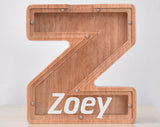Personalized Piggy Bank, Laser Engraved - Oak