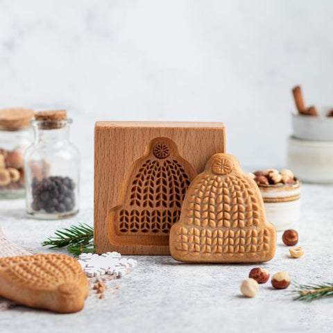 Wooden Cookie Mold -  Christmas Hat